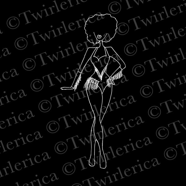 PNG Majorette Fringe Costume Printable File Design for Digital Download Print Your Own Stickers Shirts Mugs Gifts Baton Twirlers HBCU Dancer