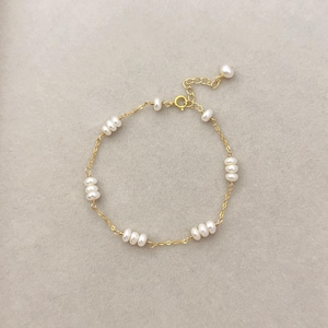 Minimalist Real Pearl Bracelet, Gold Natural Freshwater Pearl Bracelet, Dainty Chain Bracelet with Pearl, Adjustable Jewelry, Gift for Her