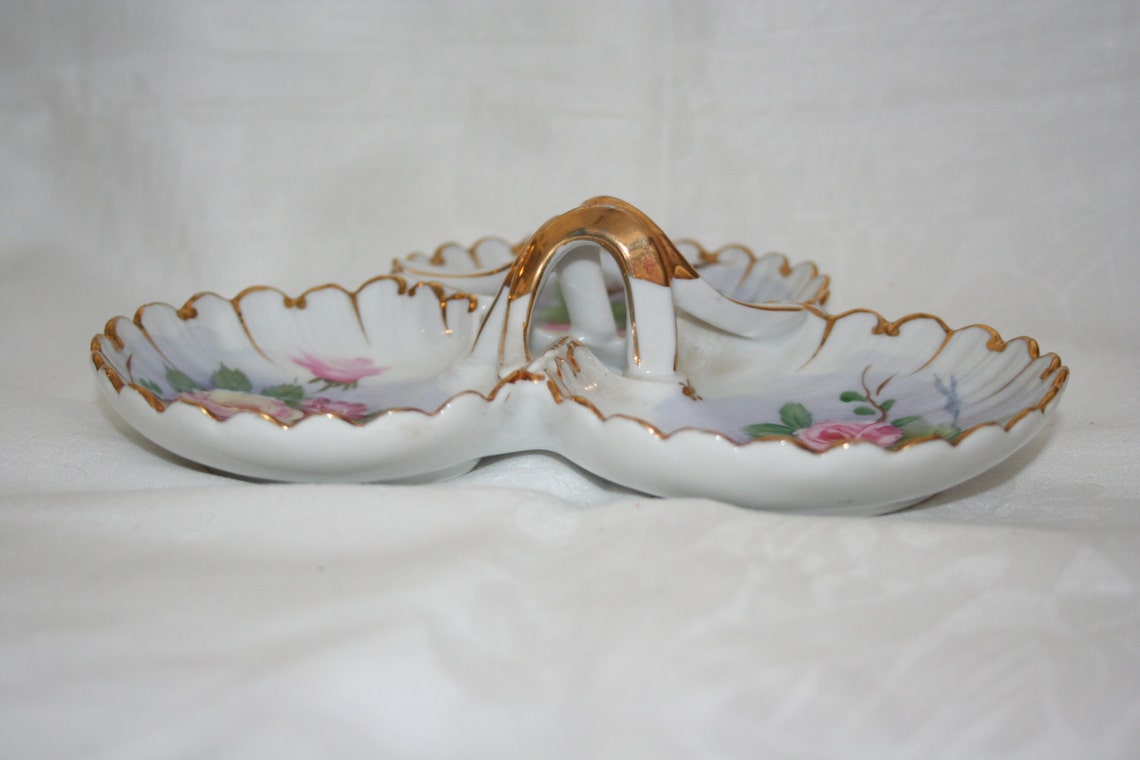 Vintage Hand Painted Divided Candy/nut/relish Dish Etsy