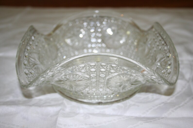 Pressed Glass Ruffled Bowl or Candy Dish