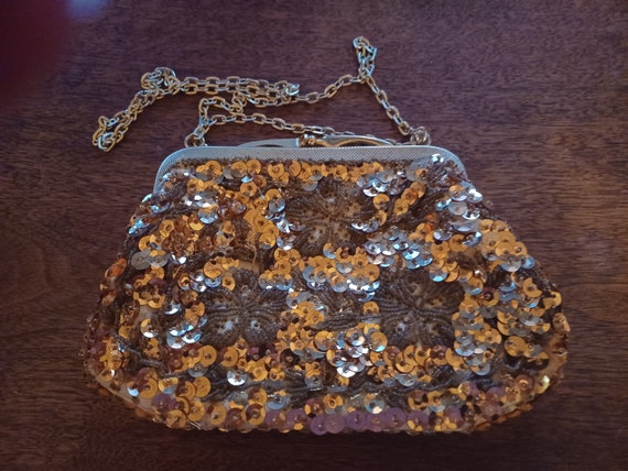 Handmade in Hong Kong Beaded and Sequence Clutch … - image 1