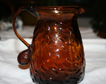 Amber Sculpted Glass Creamer/Pitcher