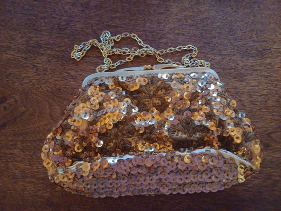 Handmade in Hong Kong Beaded and Sequence Clutch … - image 3