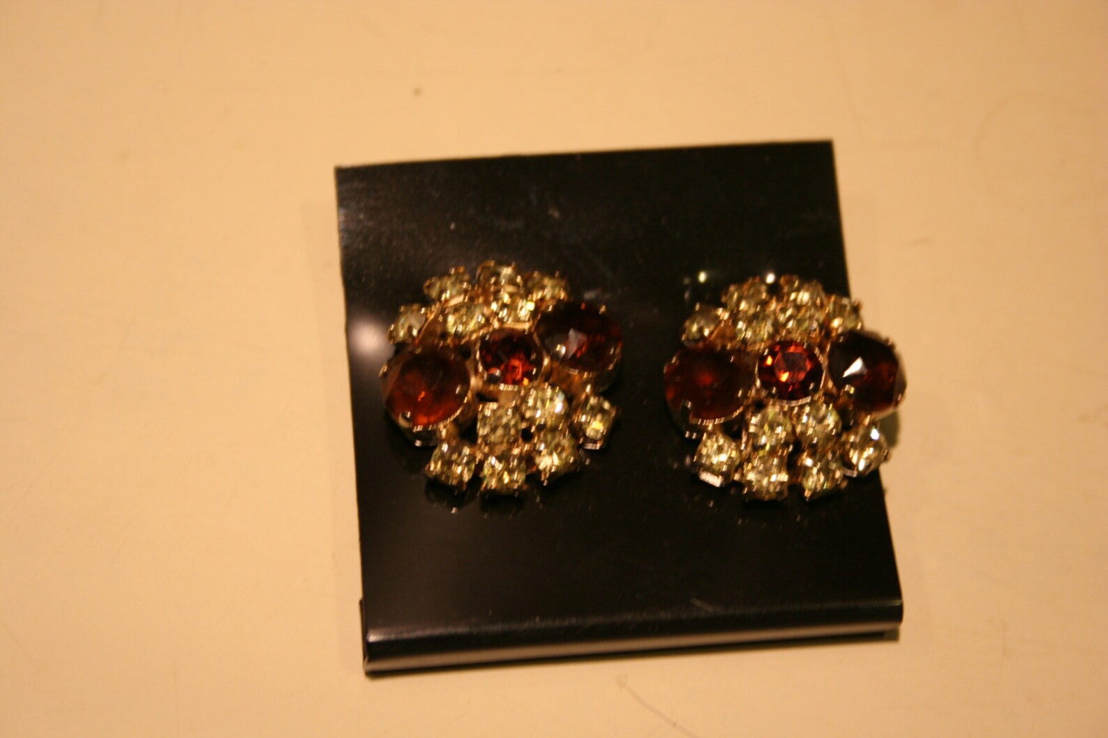 Vintage Rhinestone Costume Clip on Earrings Etsy