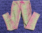 Womens size 5 neon green yellow hot pink cheetah leopard zebra print skinny stretch jeans pants Tripp nyc Lip Service morbid threads dogpile