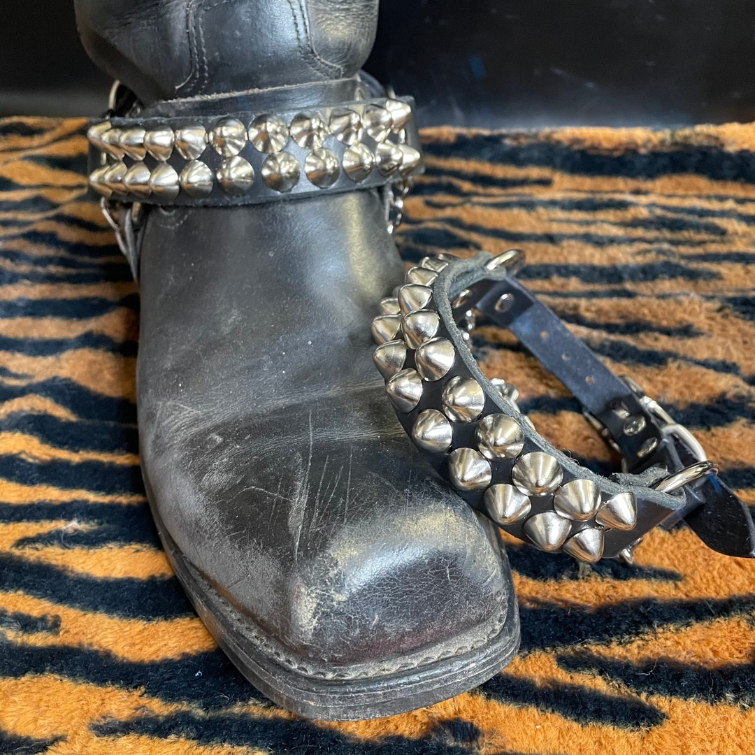 Bootstraps Pair Handmade Genuine Black Leather Punk Goth Biker ...