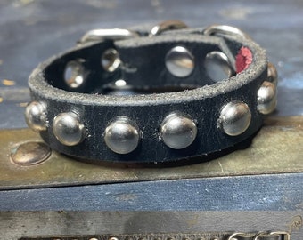 Cuff bracelet handmade genuine leather single row extra small dome studs studded bracelet cuff bangle hardcore punk goth biker classic 80’s