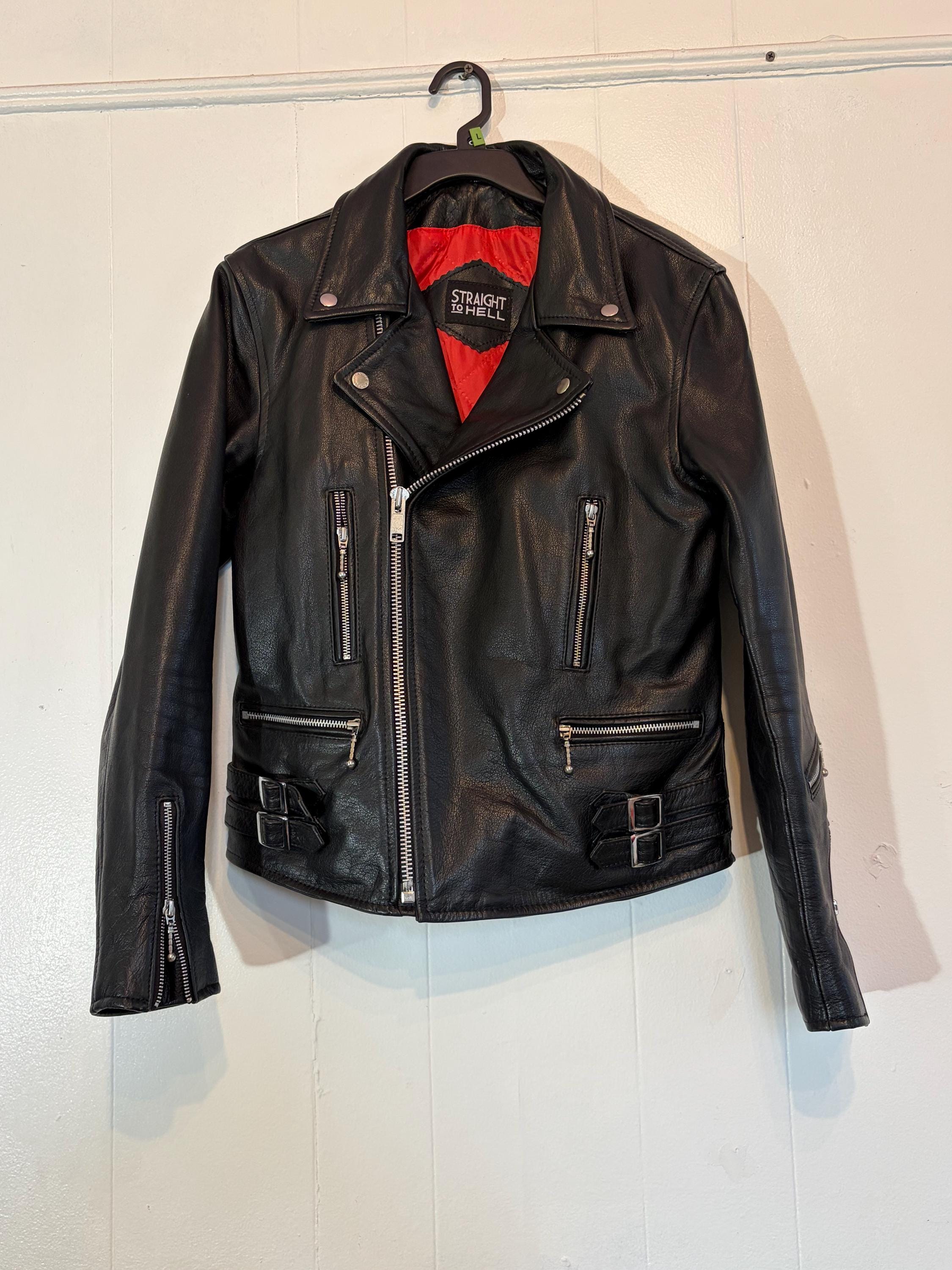Straight to Hell Leather Jacket Mens Small Womens Medium Md