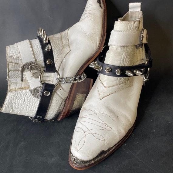 Bootstraps Handmade Spikes Spikey Genuine Leather Punk Goth Biker