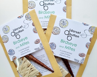 Birdseye and Mites Kit two buttons from the Dorset Button range