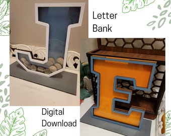 Letter B Piggy Bank SVG & PNG File Download, 3D Glowforge or Laser File Download, Piggy Bank Letter B File Download