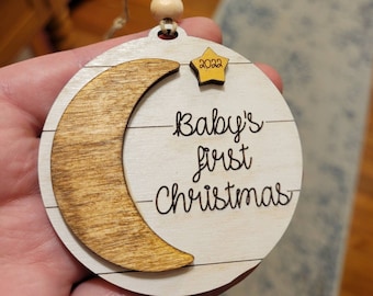 Baby's First Christmas Ornament 2024 SVG and PNG Download, Baby Shower or New Baby Gift, File Download for Laser Machines