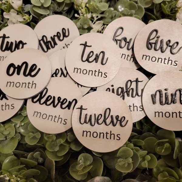 First Year Month Markers SVG and PNG File Download, Glowforge File, New Baby File For Sellers, Month Picture Circle SVG