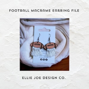 Football Macrame Earring SVG and PNG File Download, Wood Earring File Download, Laser Earring File