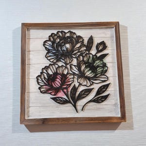 Floral SVG Cut File for Laser Cutting – Peony Bouquet Line Art for Glowforge, Cricut, or Wood Signs – Modern Laser Cut Flower Clipart