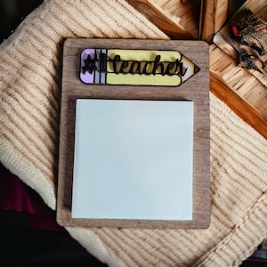 Download del file del porta-note adesive per insegnanti, download di SVG e PNG, regalo per insegnanti, file SVG Glowforge