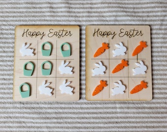 Easter Tic Tac Toe SVG and PNG, Bunny and Carrot Tic Tac Toe File Download, Glowforge File, Laser Cutting File, Tic Tac Toe File Download