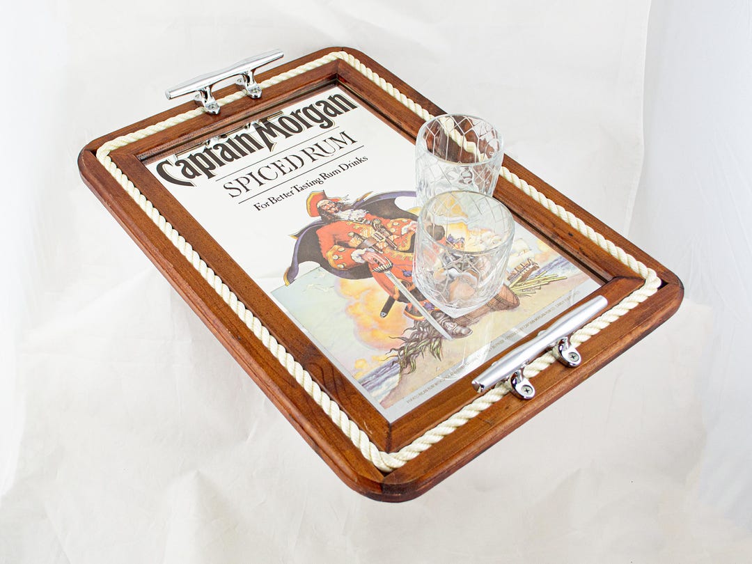 Vintage Captain Morgan Spiced Rum Mirror Tray – Bar Decor - Etsy