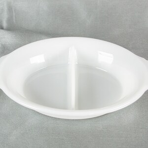 Fire King Oval Divided Serving Dish - White Milk Glass #864 Anchor Hocking 1.5 quart