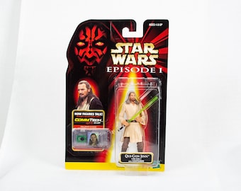 Star Wars EPISODE I Qui-Gon Jinn Figure w/ CommTech Chip 1998 HASBRO