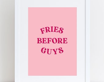 San Valentín imprimible PINK- Papas fritas antes de los chicos / Descarga INSTANTÁNEA / decoración vday rosa rojo, bricolaje, letrero, arte de la pared, vacaciones, digital, cita, festivo