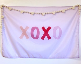 XOXO / Banner del Día de San Valentín / rojo rosa vday decoración, bricolaje, signo, arte mural, vacaciones, cita, caprichoso, boho, accesorio fotográfico, niños