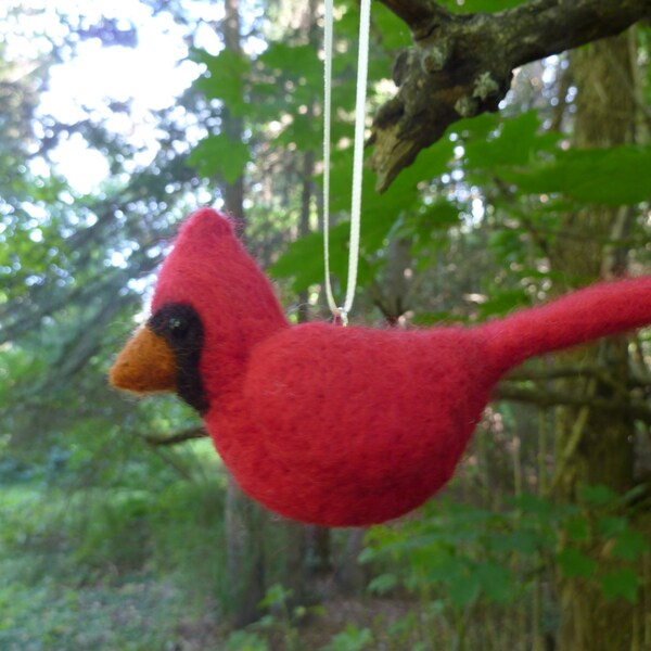 Needle Felted Northern Cardinal Ornament