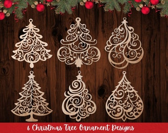 6 Christmas Tree Ornament SVG Bundle