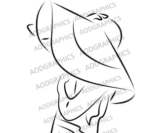 Woman In Hat Line Art Vector, Paint & Sip Party (Digital File)
