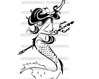 Mermaid SVG Stencil, Cricut File, Mermaid Stencil Design