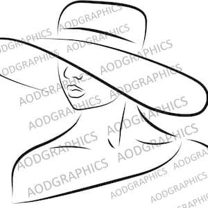 Woman Wearing Hat Stencil Art, Paint & Sip, Woman In Hat Stencil File, Pre-sketched Drawing