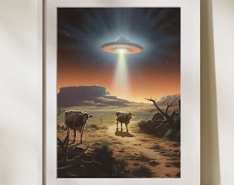 UFO & Three Legged Cow Poster