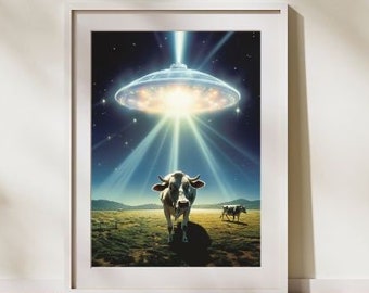 UFO & Curious Cow Poster