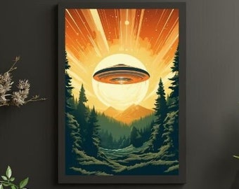 UFO in the Woods Poster