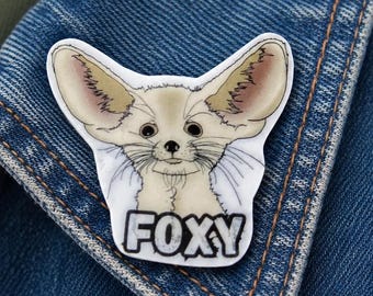 Fennec Fox Lapel Pin, Cute Fox Brooch, Handmade Plastic Pin, Animal Lover Gift, Foxy Pin Badge, Woodland Jewelry