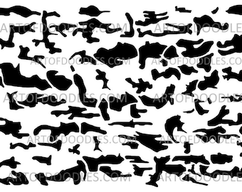 Camouflage Stencil Printable, Stencil Cutout Art, Camo CriCut File