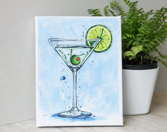Citrus Cocktail Canvas Painting, Margarita Drink Party Art, Pre Drawn Paint Party Canvas, Paint Sip DIY Painting Activity