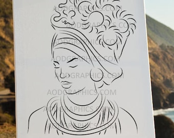 African Woman Stencil, Woman Stencil, Paint Party Stencil