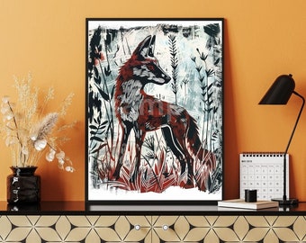 Set of 2 Printable Fox Art