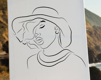 African Woman in Hat Stencil, Woman Stencil, Paint Party Stencil