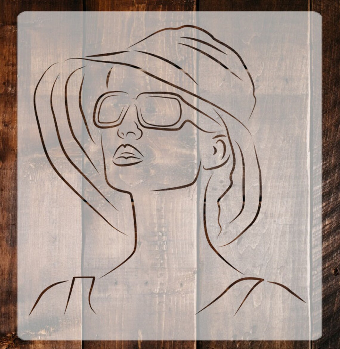 Lady in Sunglasses Stencil Woman Stencil Paint Party Stencil Etsy