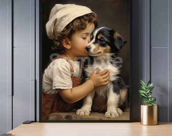 Young Girl And Dog 16x20 Canvas Print