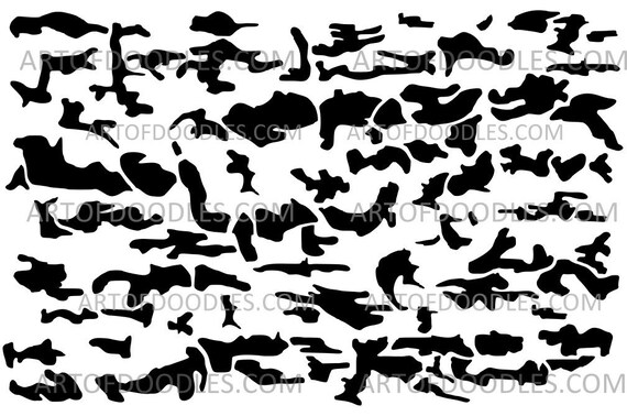 Camouflage Stencil Printable, Stencil Cutout Art, Camo CriCut File