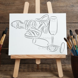 Wine Glass and Heels, Paint & Sip, Wine Glasses Painting Template