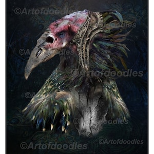 Steampunk Art, Bird Art,Griffin, Fantasy Art, Dark Art, Gothic Decor