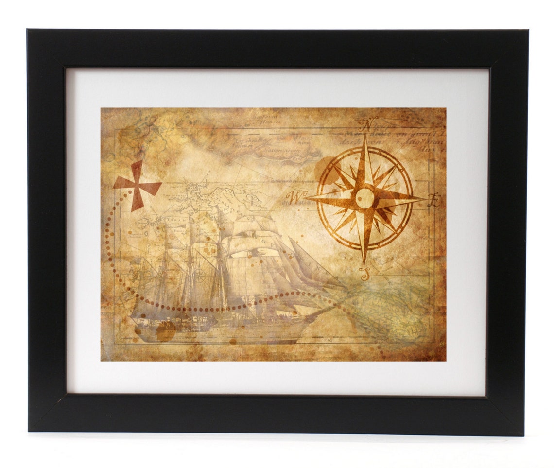 Vintage Map Wall Map Nautical Print Collector Map Pirate - Etsy
