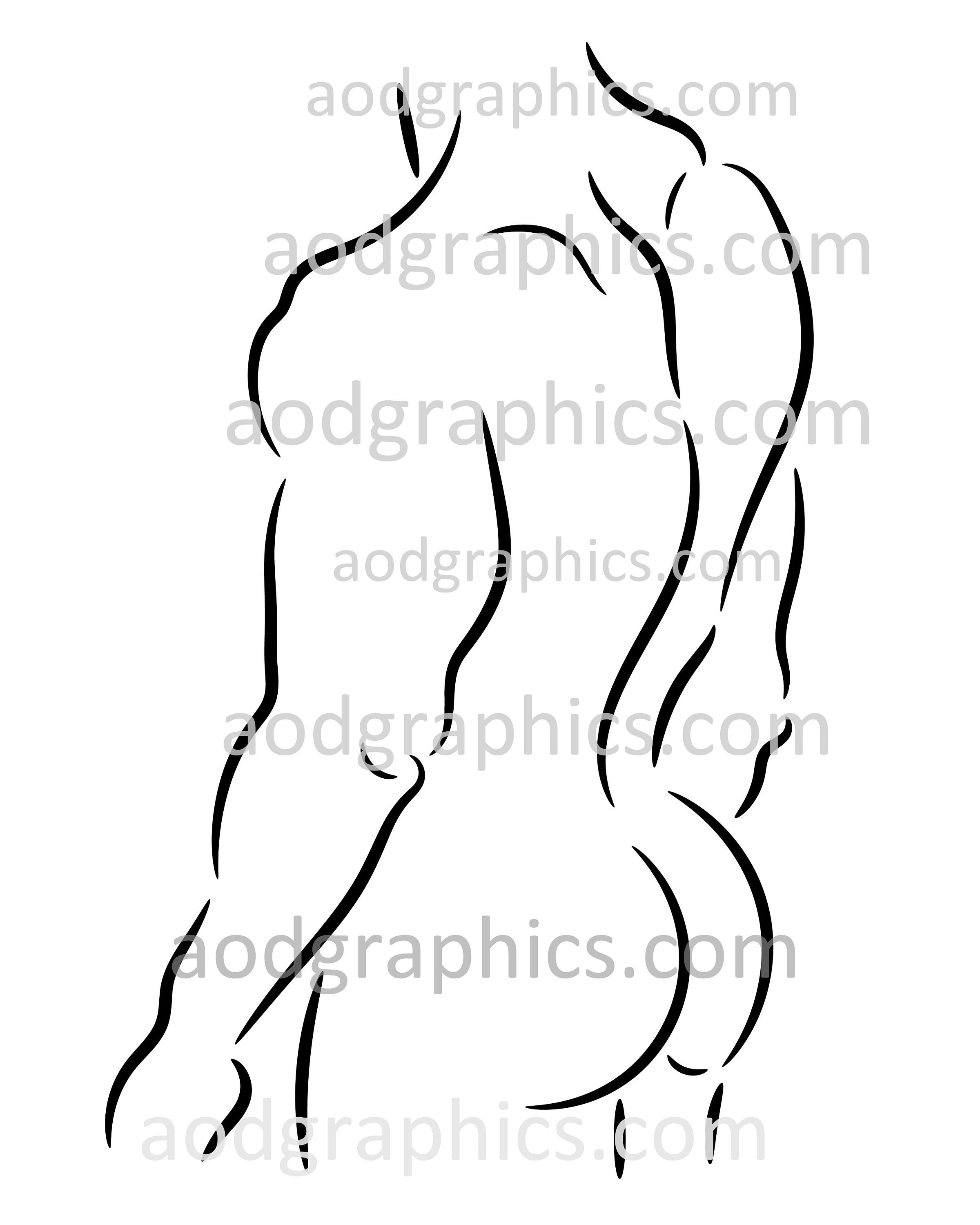 Nude Man Paint Party Template, Pre-sketched Naked Man Art Template