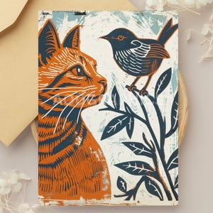 Set of 10 Adorable Cat Blank Greeting Cards & Envelopes