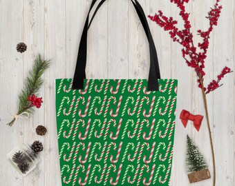 Holiday Candy Cane Tote Bag