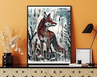 Set of 2 Fox Printable Art Illustrations